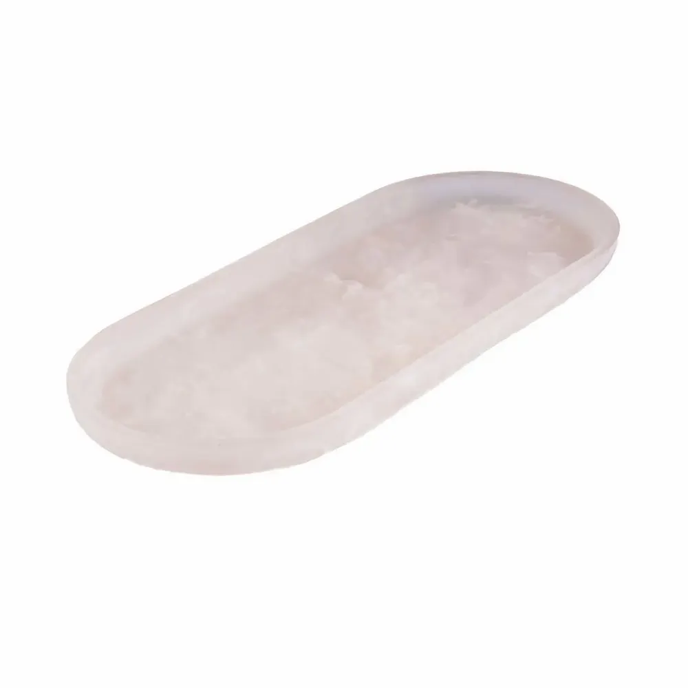 Everyday plates - The Resin Oval Plate - Pink White - BAZAR BIZAR LIVING