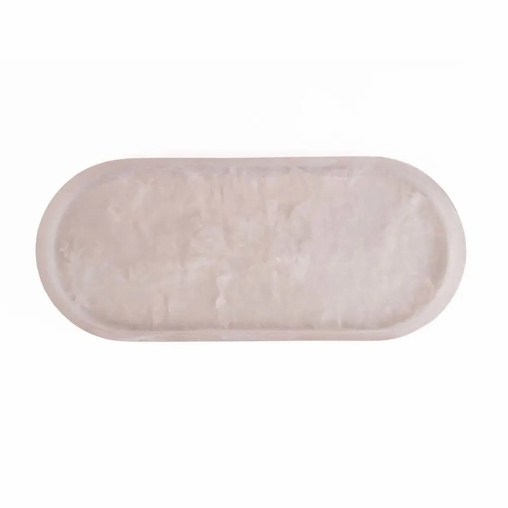 Everyday plates - The Resin Oval Plate - Pink White - BAZAR BIZAR LIVING