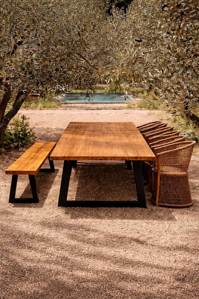 Benches - Bench With Iron Legs - Natural - 220 - BAZAR BIZAR LIVING
