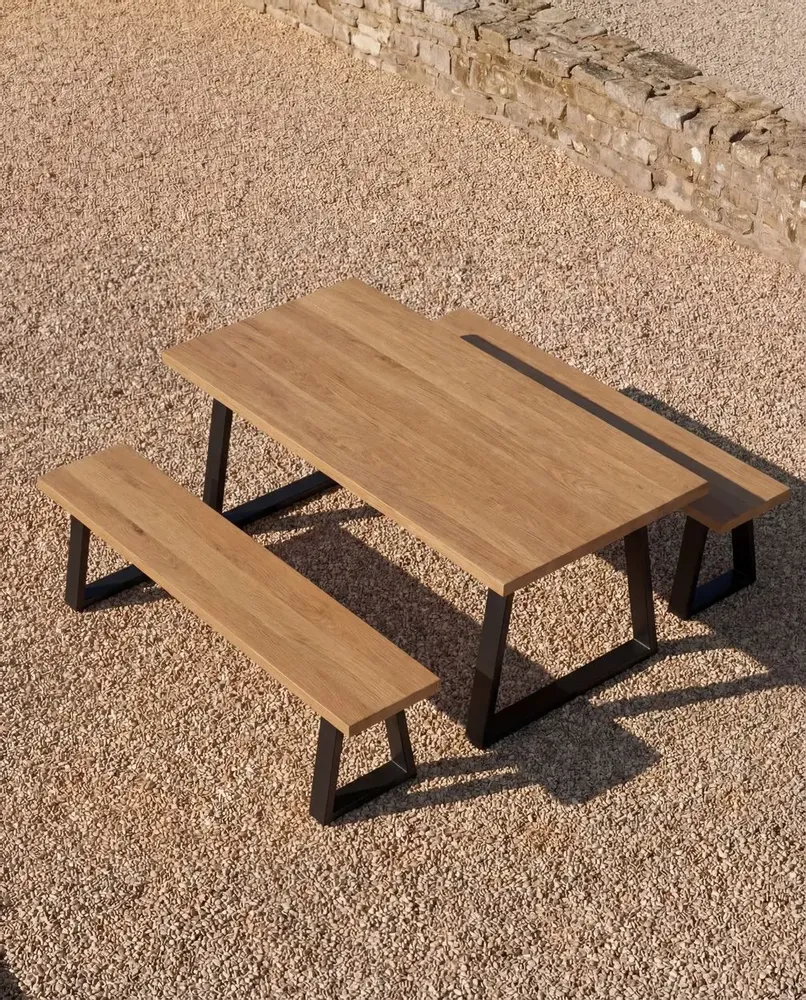 Benches - Bench With Iron Legs - Natural - 220 - BAZAR BIZAR LIVING