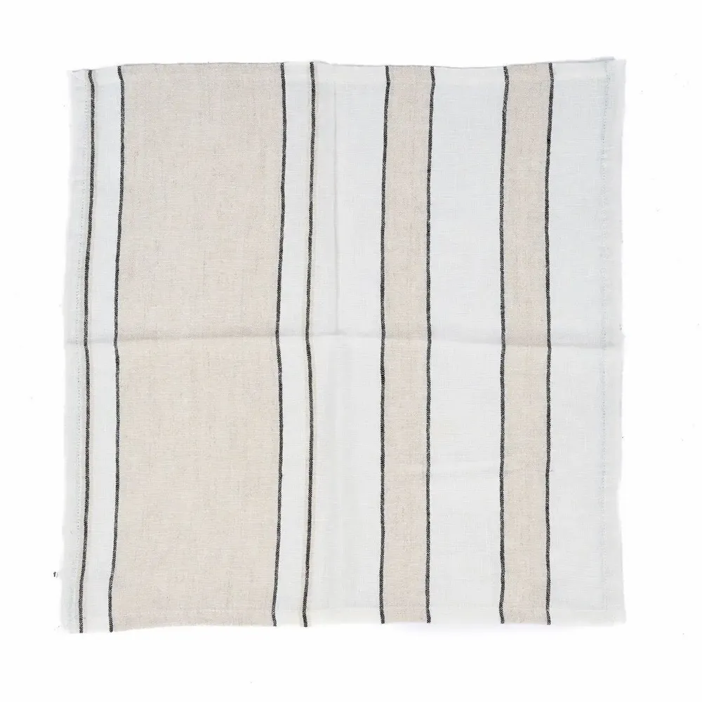 Napkins - The Provence Napkin - Natural Black White - 45x45 - BAZAR BIZAR LIVING