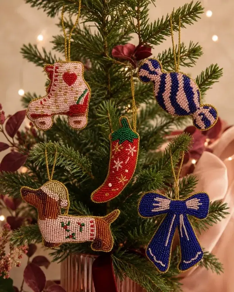 Other Christmas decorations - Embroidered beaded pendants in the morning - BAUBELS