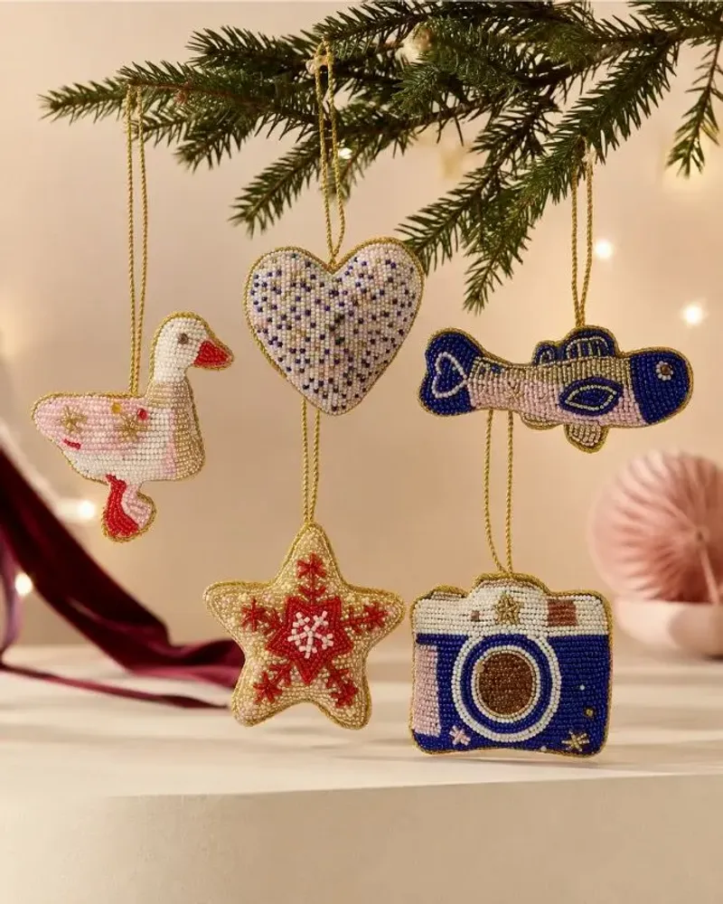 Other Christmas decorations - Embroidered beaded pendants in the morning - BAUBELS