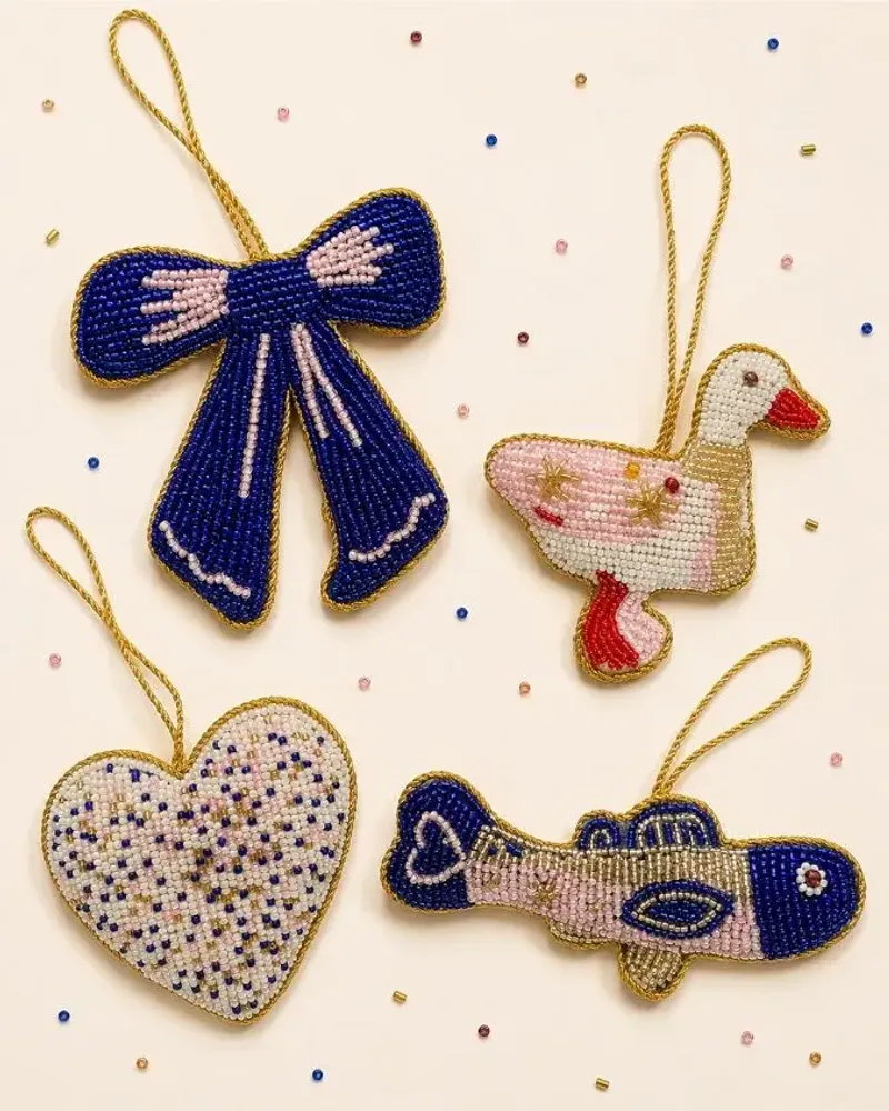 Other Christmas decorations - Embroidered beaded pendants in the morning - BAUBELS