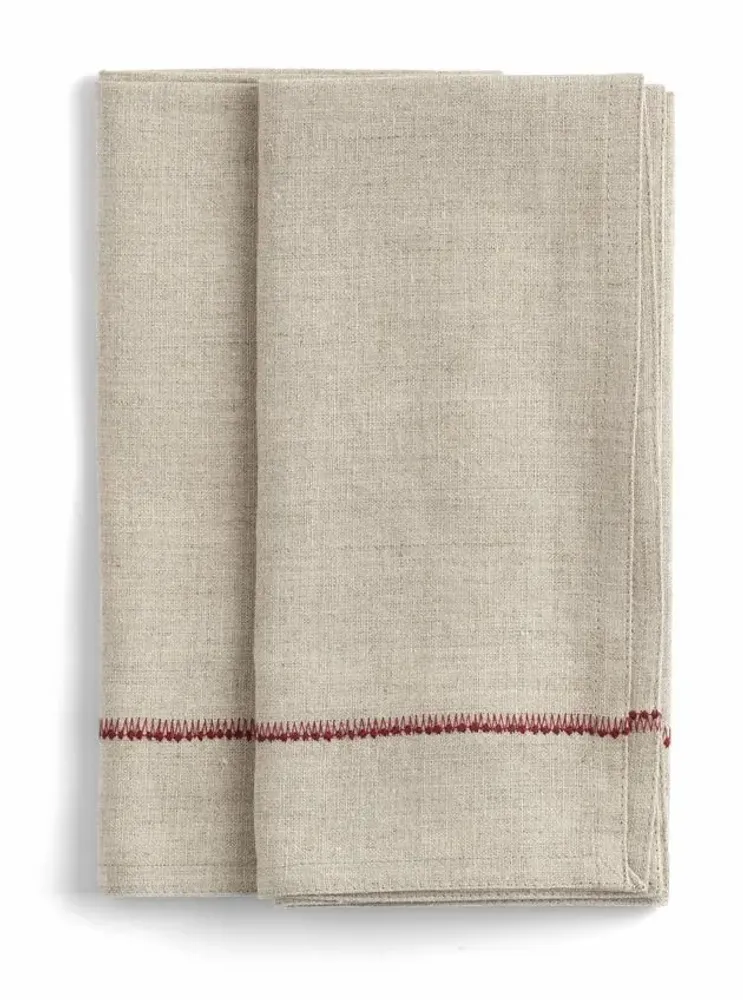 Linge de table textile - Serviettes en lin avec broderie - CHAMOIS