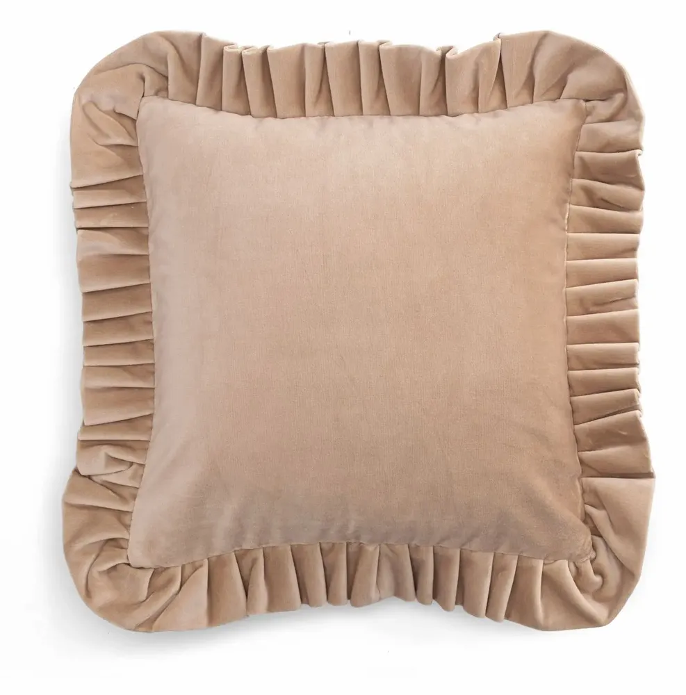 Fabric cushions - Velvet Cushion with Ruffle - CHAMOIS