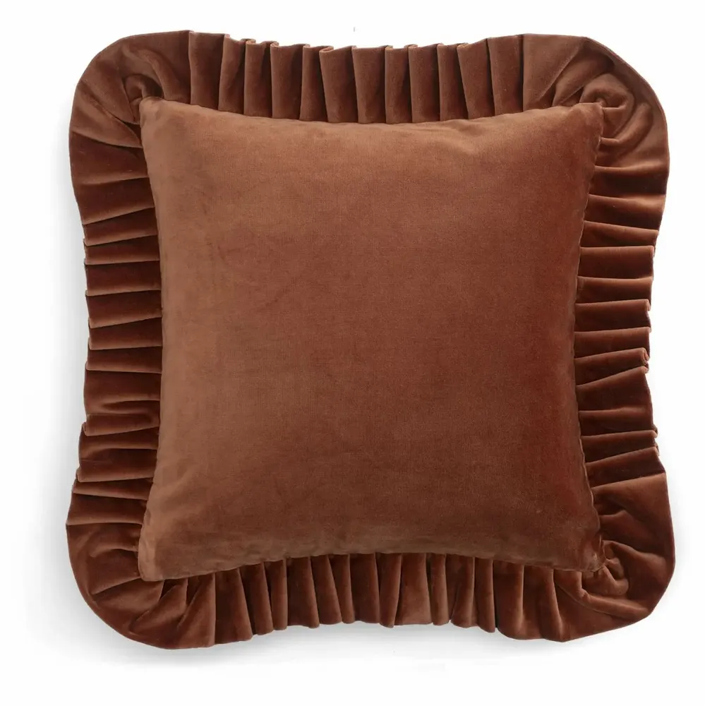 Fabric cushions - Velvet Cushion with Ruffle - CHAMOIS
