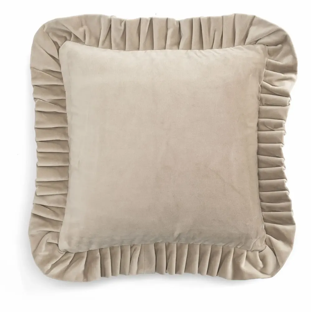 Fabric cushions - Velvet Cushion with Ruffle - CHAMOIS