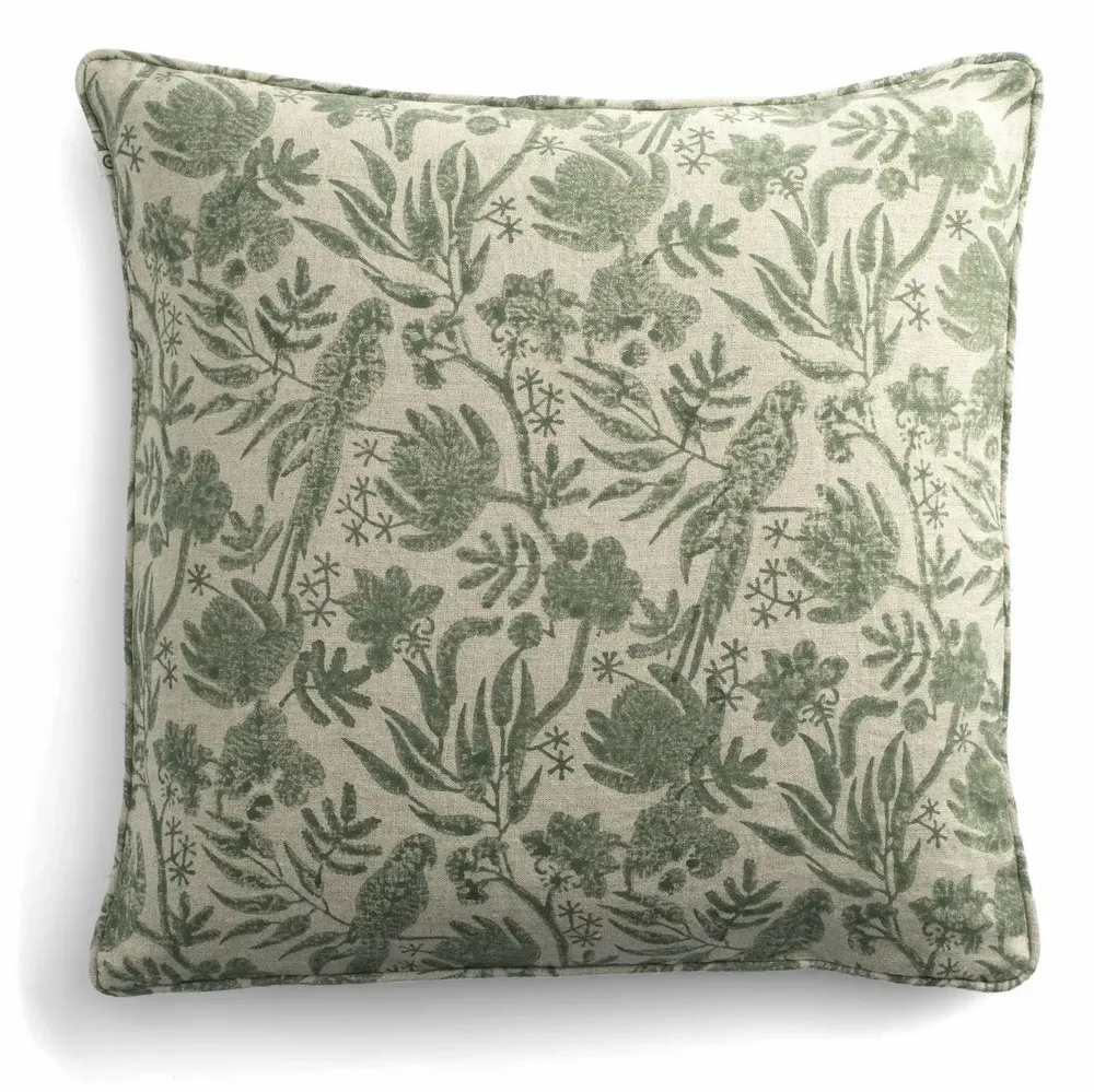 Coussins textile - Coussin en lin à imprimé Parrot - CHAMOIS