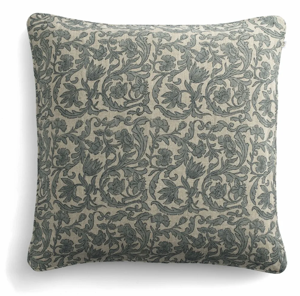 Fabric cushions - Linen Cushion with Pondicherry Print - CHAMOIS