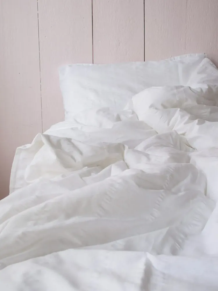 Lits - housse de couette en seersucker - blanc - OTTOMANIA