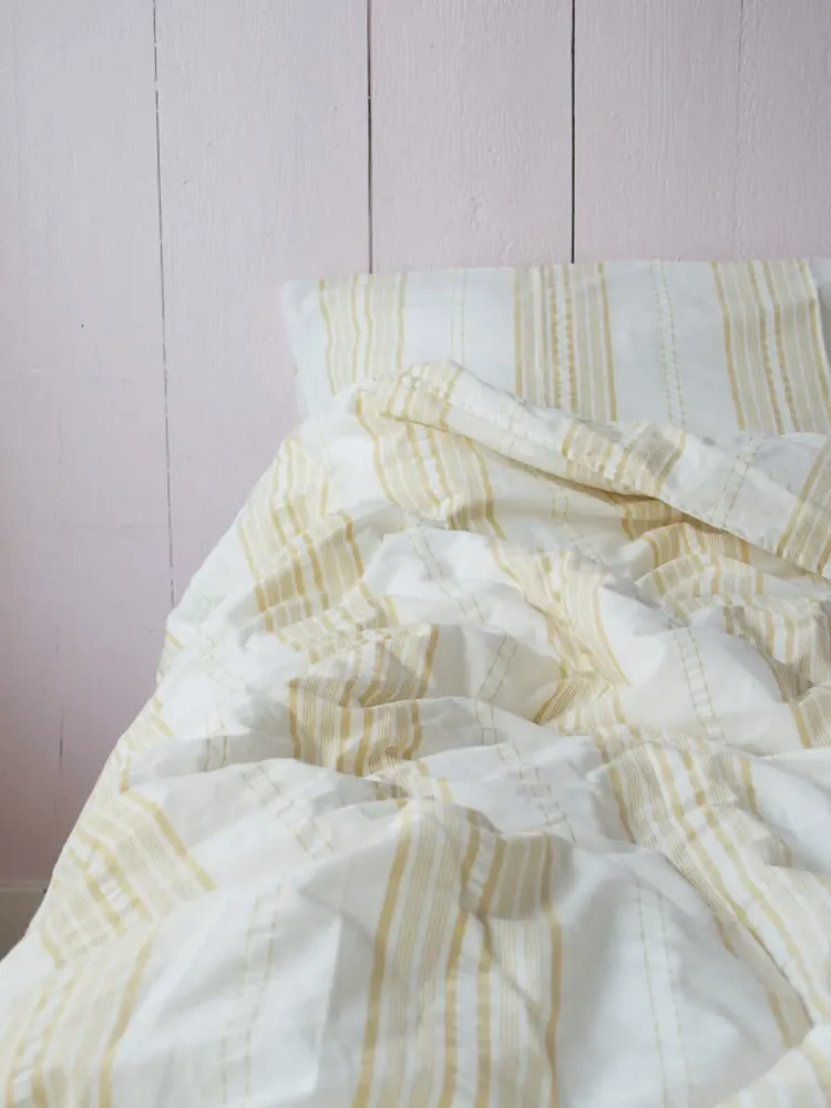 Beds - duvet cover, mustard yellow stripes - OTTOMANIA