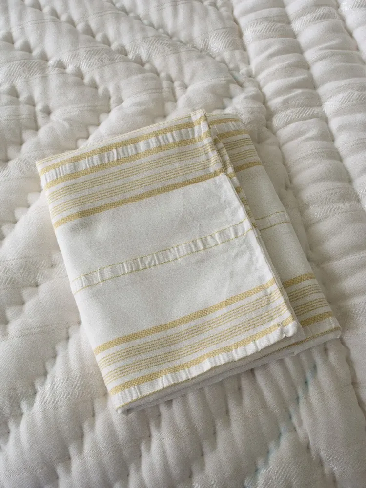 Beds - pillowcase, mustard yellow striped - OTTOMANIA
