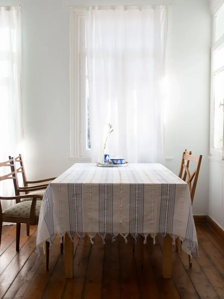 Autres décorations de Noël - nappe rayée - blanc-bleu grec - OTTOMANIA