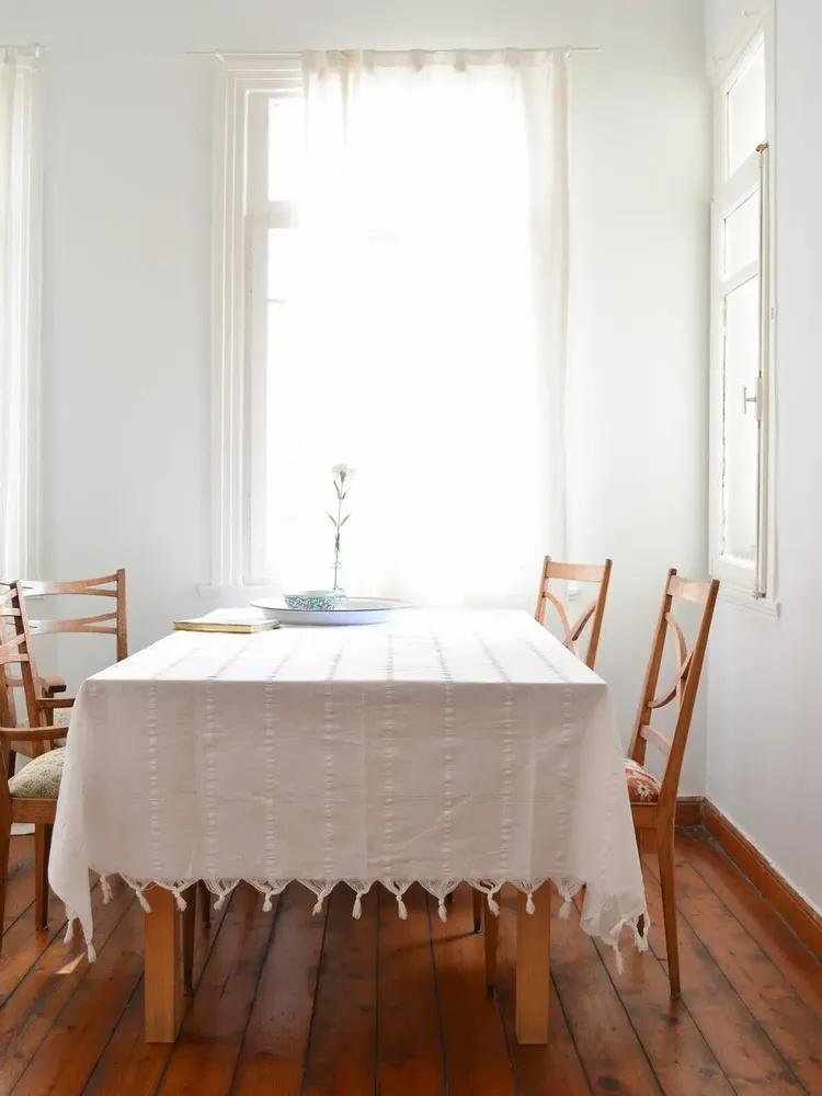 Autres décorations de Noël - nappe en seersucker - blanc - OTTOMANIA