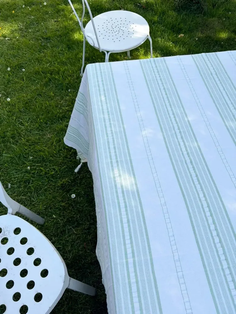 Other Christmas decorations - striped tablecloth - white-pistachio green - OTTOMANIA
