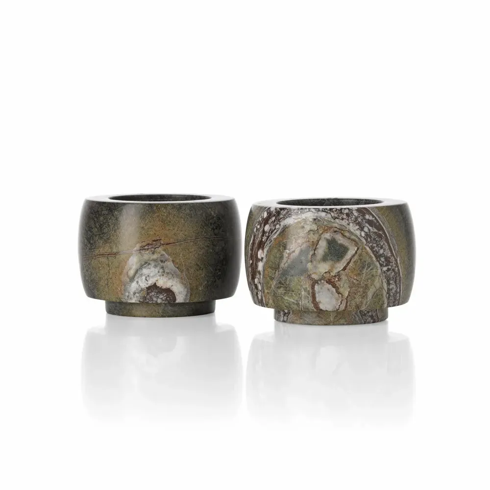 Bougeoirs et photophores  - Le Bougeoir En Marbre Bidasar – Vert – Bas - BAZAR BIZAR LIVING