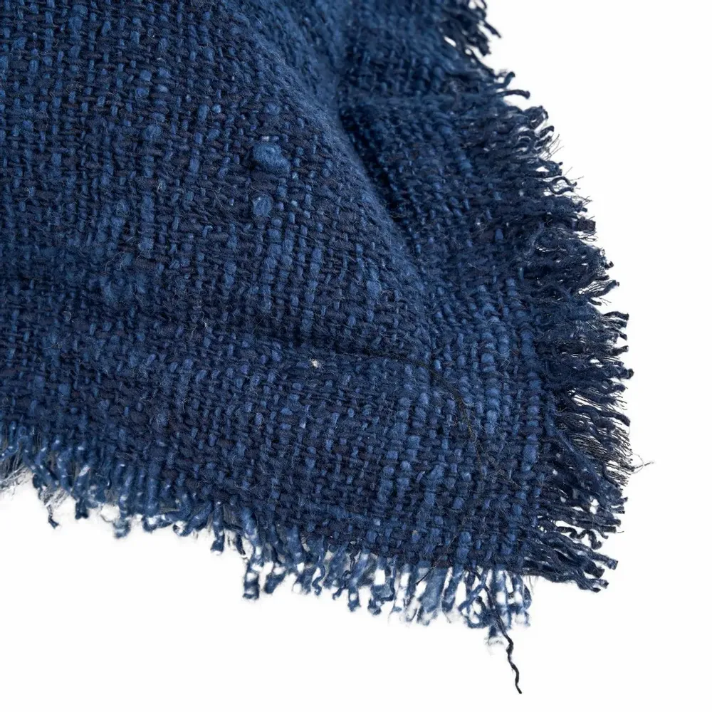 Coussins - La Housse de Coussin Azure Fringe - Bleu Indien - BAZAR BIZAR LIVING