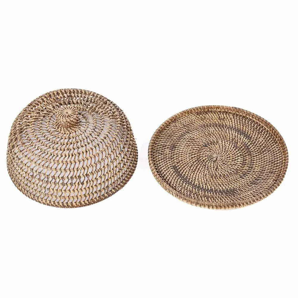 Platter and bowls - The Rattan Food Cover - Natural Brown - L - BAZAR BIZAR LIVING