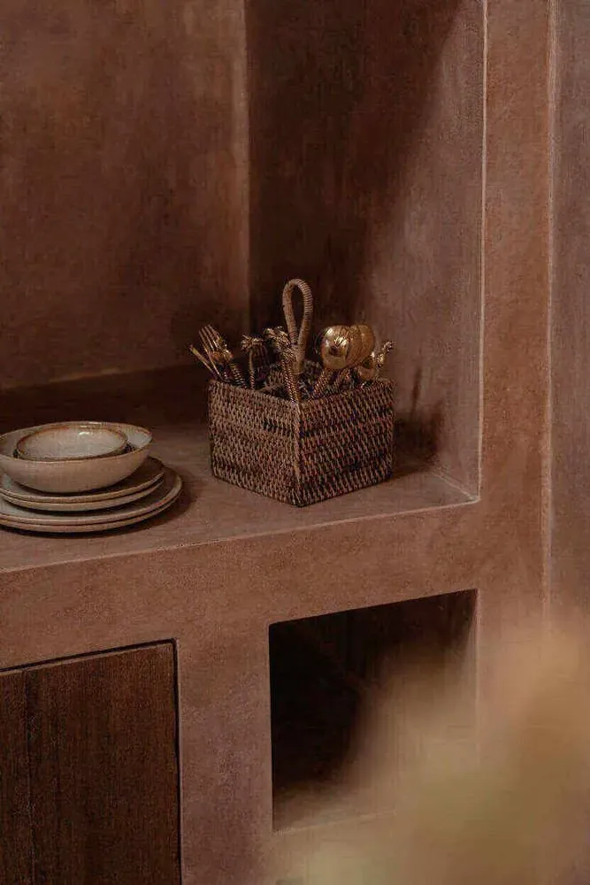 Storage boxes - The Rattan Cutlery Caddy N°4 - Natural Brown - BAZAR BIZAR LIVING