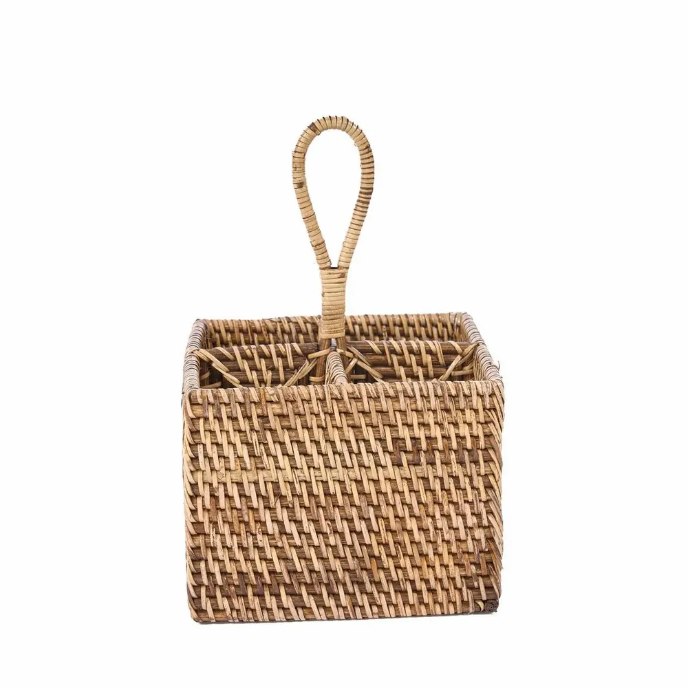 Storage boxes - The Rattan Cutlery Caddy N°4 - Natural Brown - BAZAR BIZAR LIVING