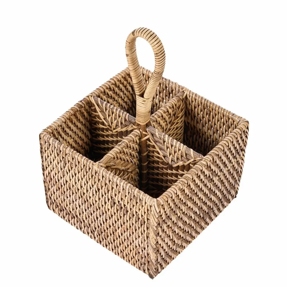 Storage boxes - The Rattan Cutlery Caddy N°4 - Natural Brown - BAZAR BIZAR LIVING