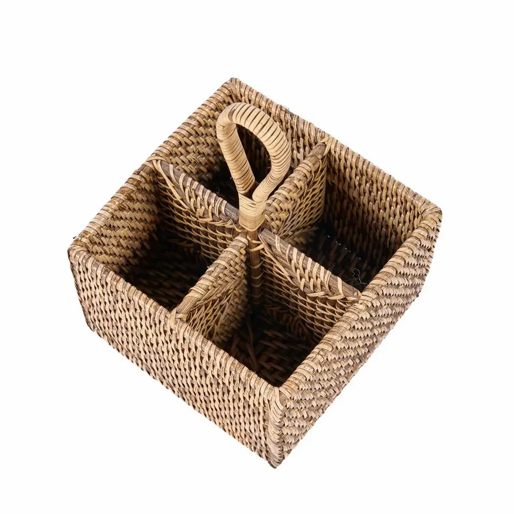 Storage boxes - The Rattan Cutlery Caddy N°4 - Natural Brown - BAZAR BIZAR LIVING