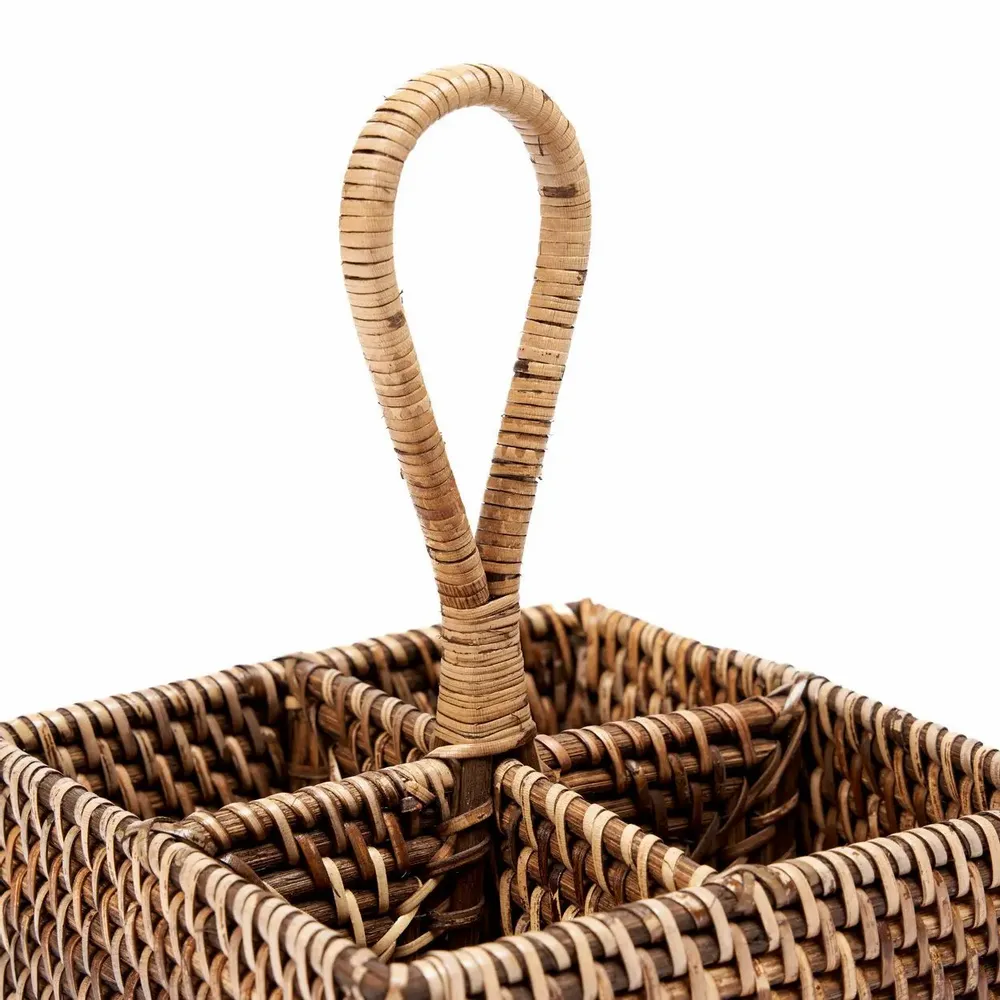 Storage boxes - The Rattan Cutlery Caddy N°4 - Natural Brown - BAZAR BIZAR LIVING