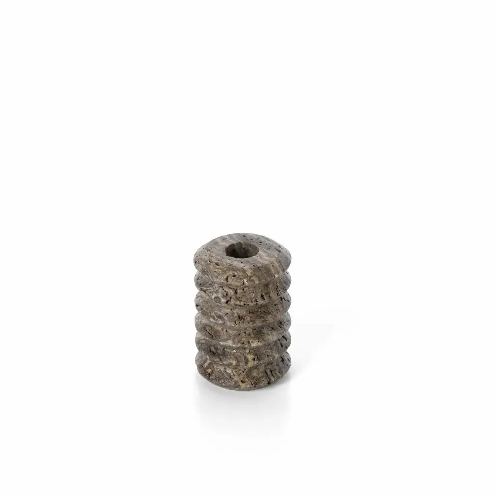 Candlesticks and candle holders - The Travertine Ripple Taper Candle Holder - Grey - S - BAZAR BIZAR LIVING