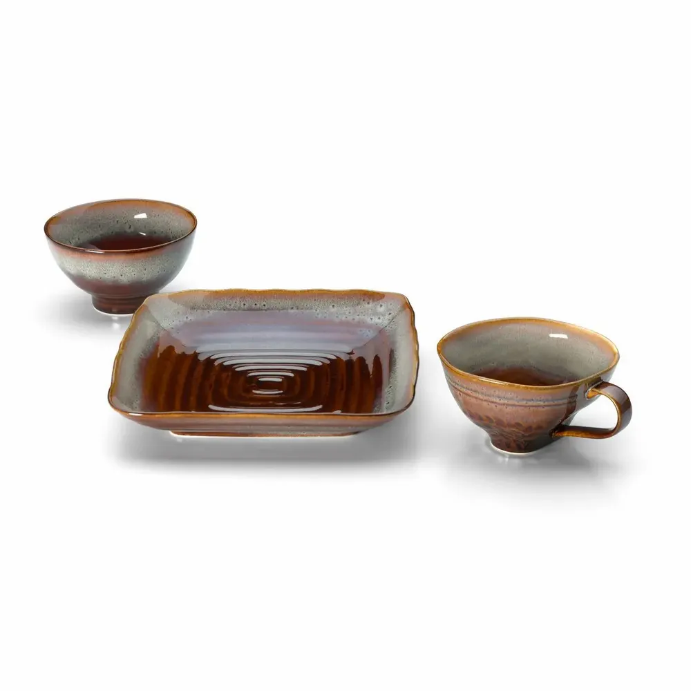 Everyday plates - The Smoked Horizon Square Plate - Brown Grey - M - BAZAR BIZAR LIVING