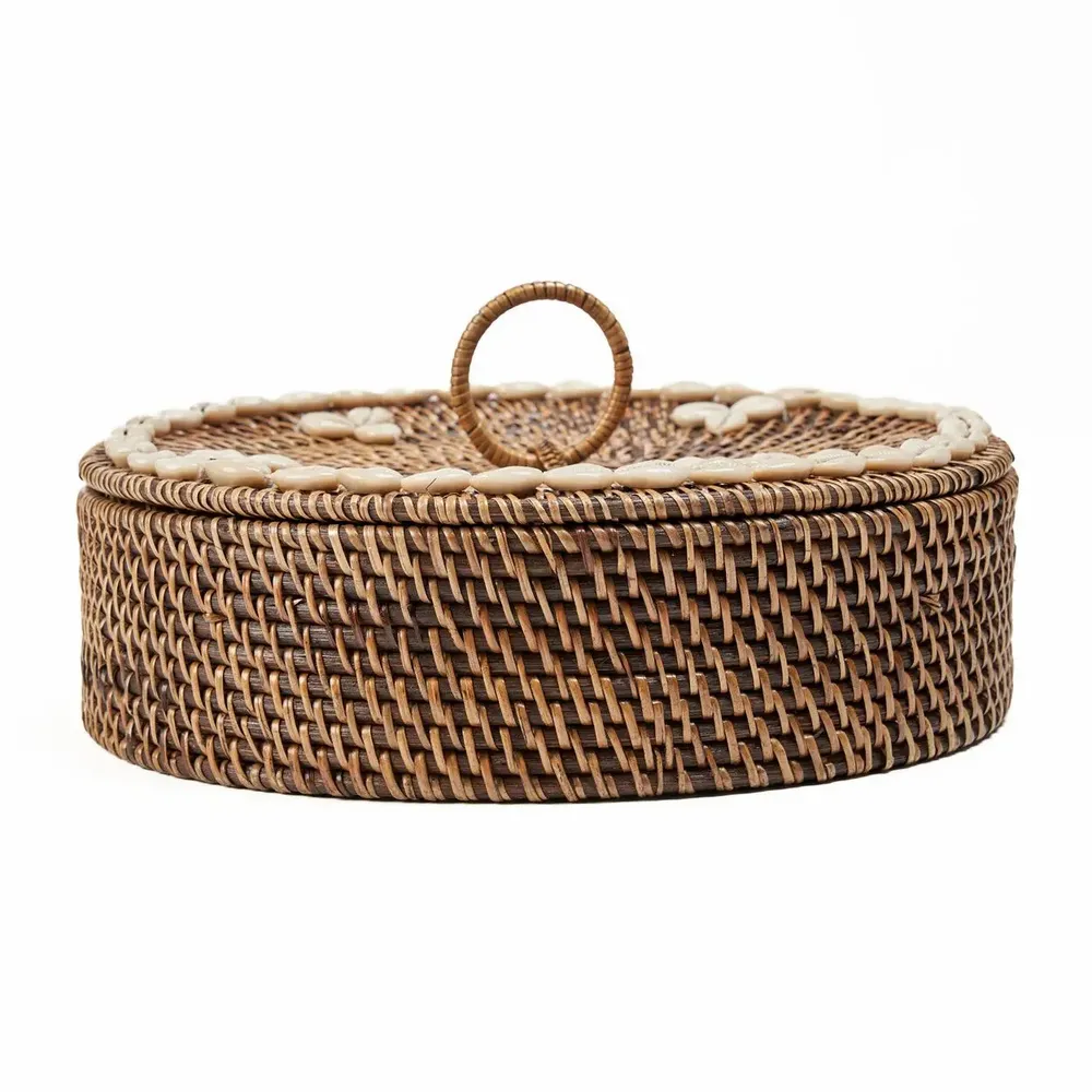 Caskets and boxes - The Rattan Compartment Basket - Natural Brown - BAZAR BIZAR LIVING