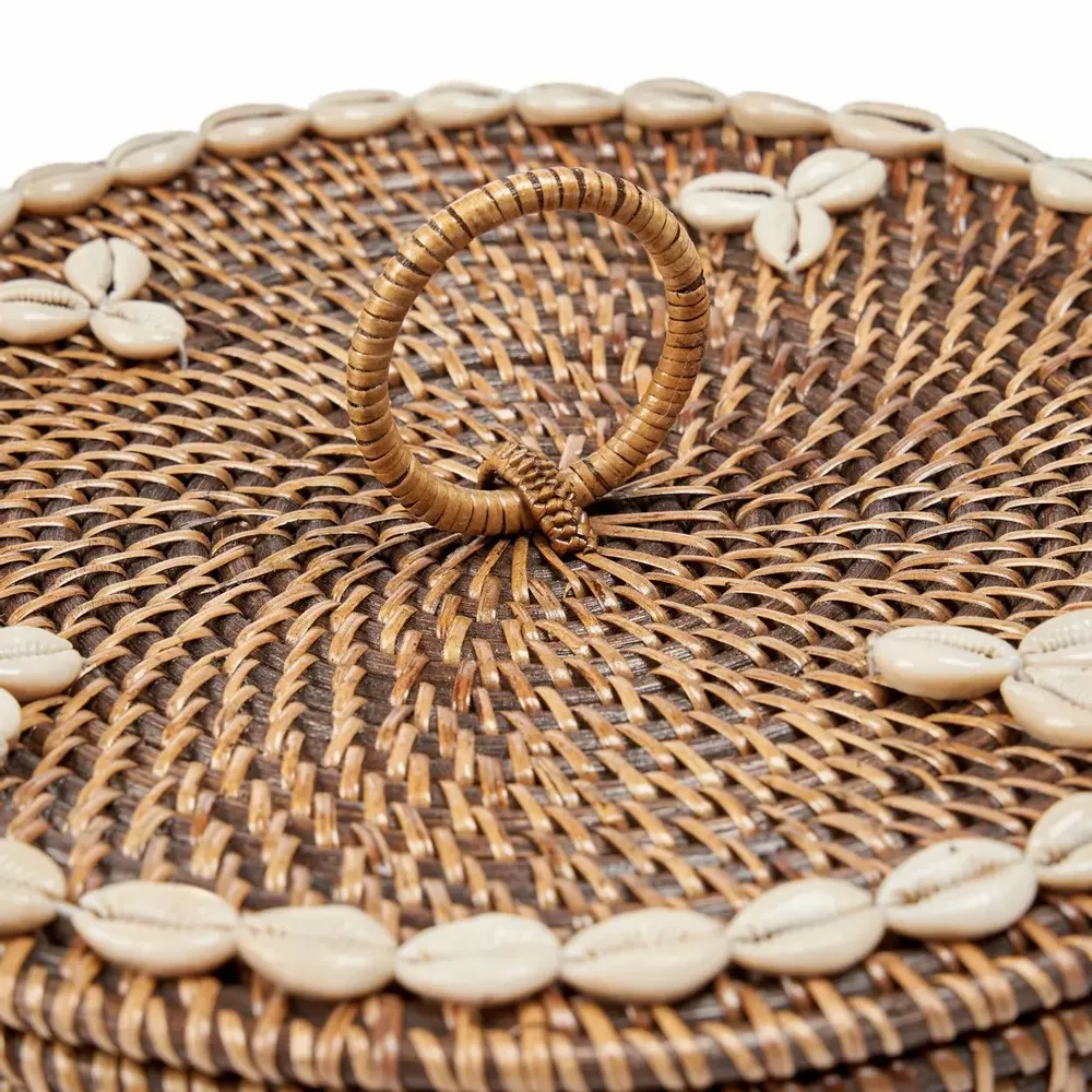 Caskets and boxes - The Rattan Compartment Basket - Natural Brown - BAZAR BIZAR LIVING