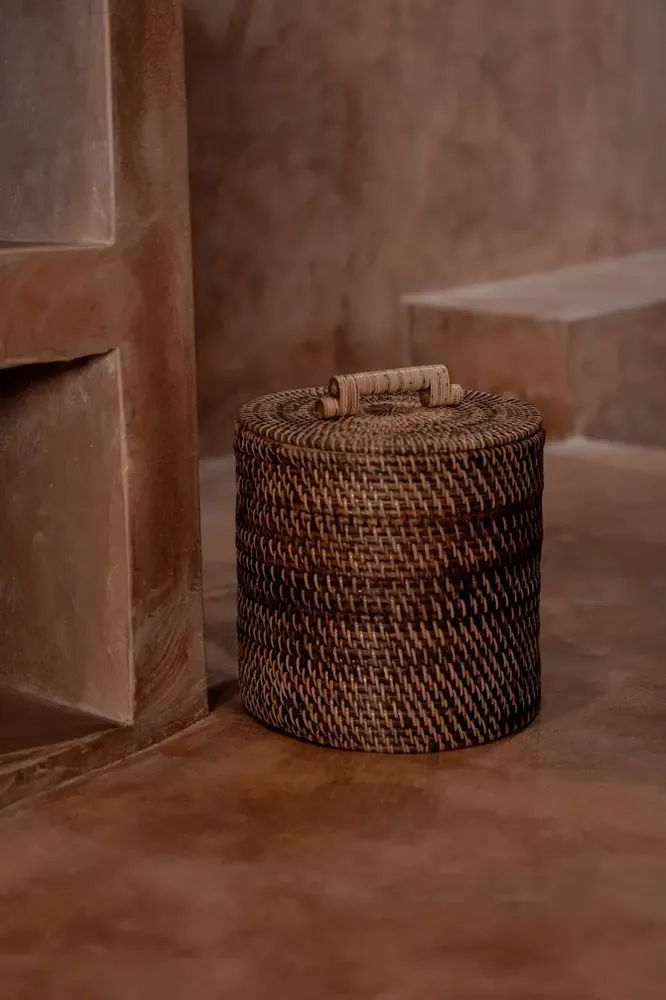 Storage boxes - The Rattan Bin Low - Natural Brown - BAZAR BIZAR LIVING