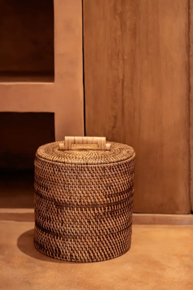 Storage boxes - The Rattan Bin Low - Natural Brown - BAZAR BIZAR LIVING