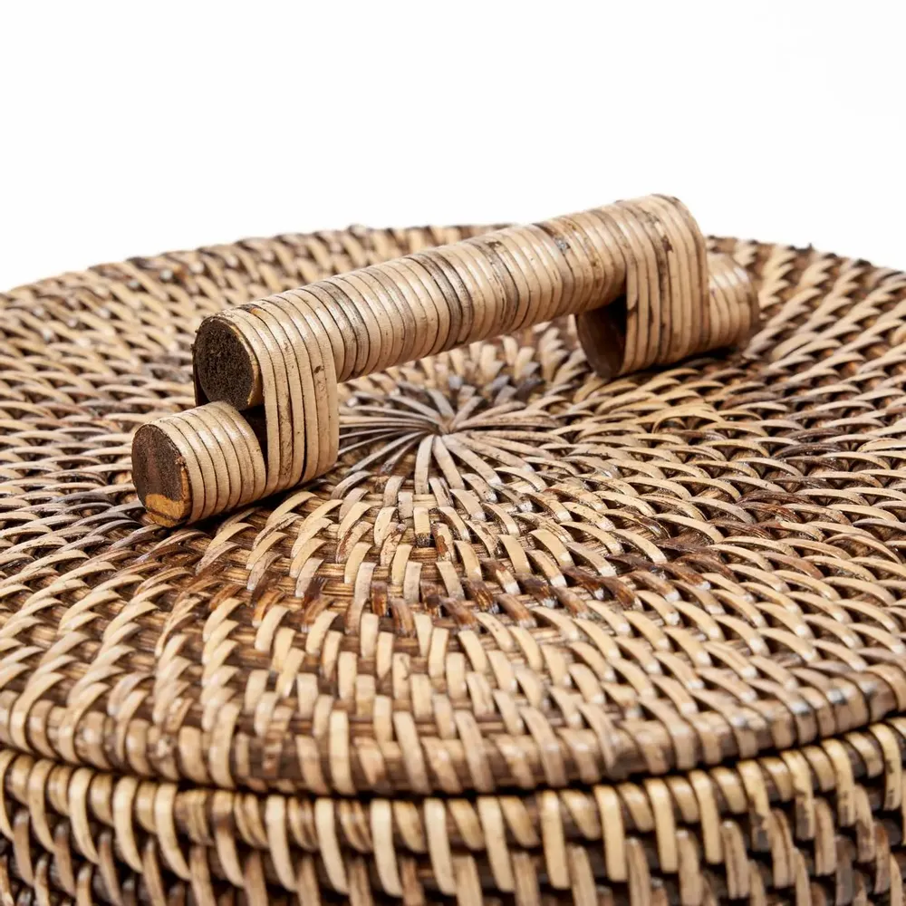 Storage boxes - The Rattan Bin Low - Natural Brown - BAZAR BIZAR LIVING
