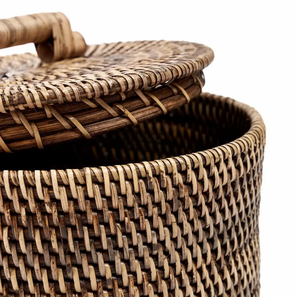 Storage boxes - The Rattan Bin Low - Natural Brown - BAZAR BIZAR LIVING