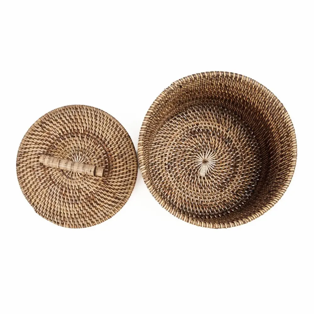 Storage boxes - The Rattan Bin Low - Natural Brown - BAZAR BIZAR LIVING