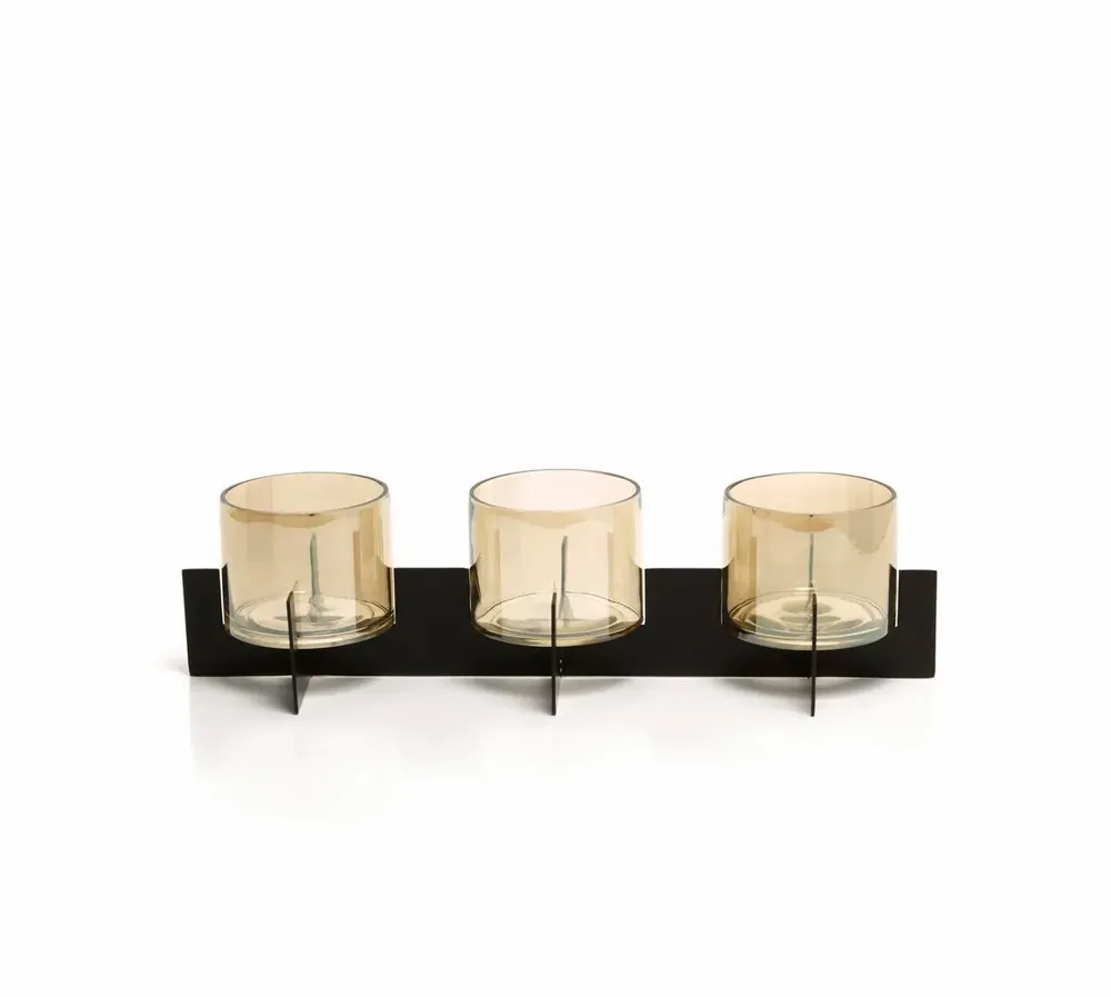 Bougeoirs et photophores  - Le Bougeoir Trio Noir - Noir - BAZAR BIZAR LIVING