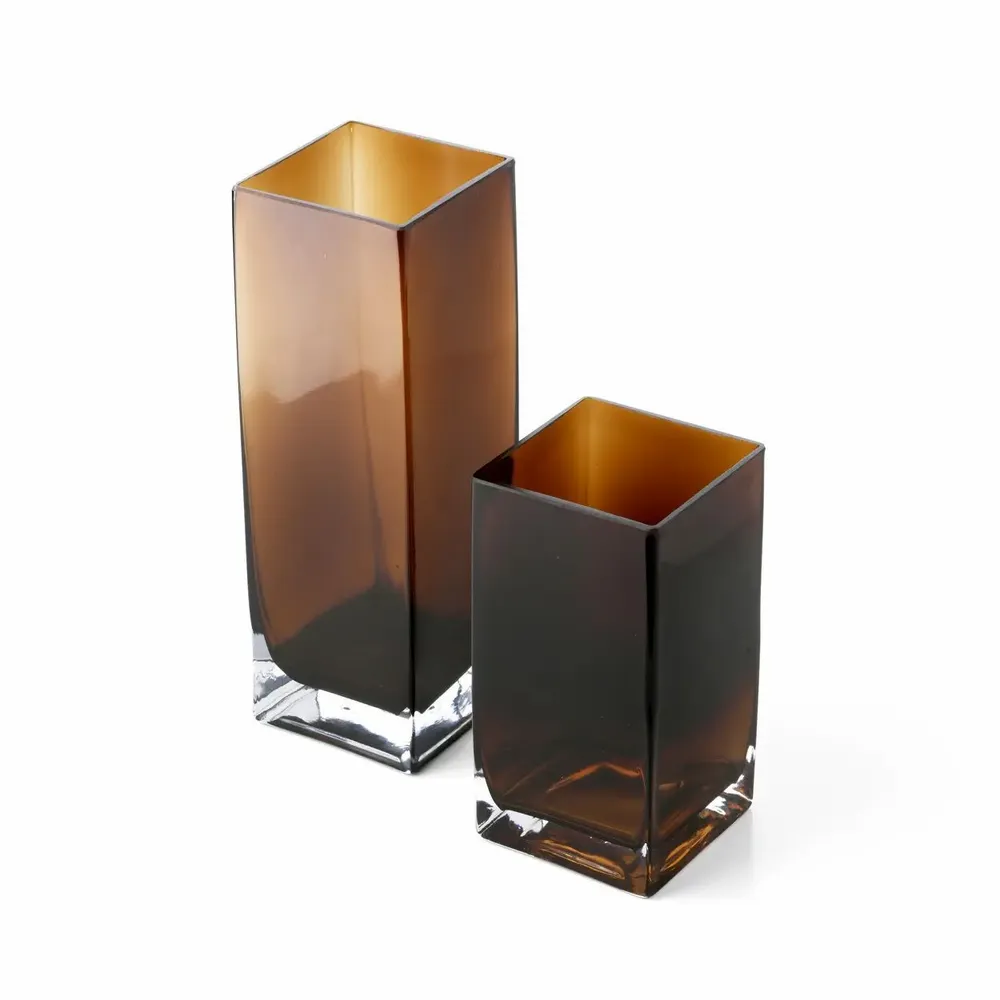 Vases - The Amber Cuboid Vase - Amber - S - BAZAR BIZAR LIVING