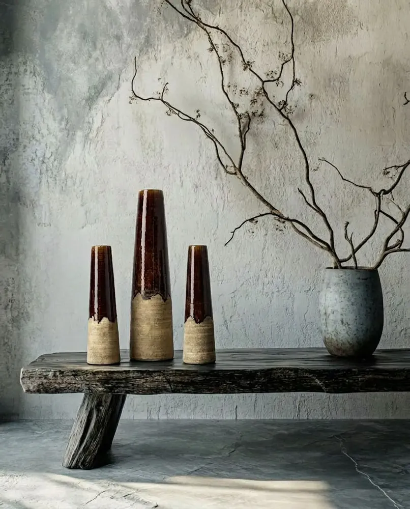 Vases - Le Vase Cône Ambre - Brun Béton - M - BAZAR BIZAR LIVING