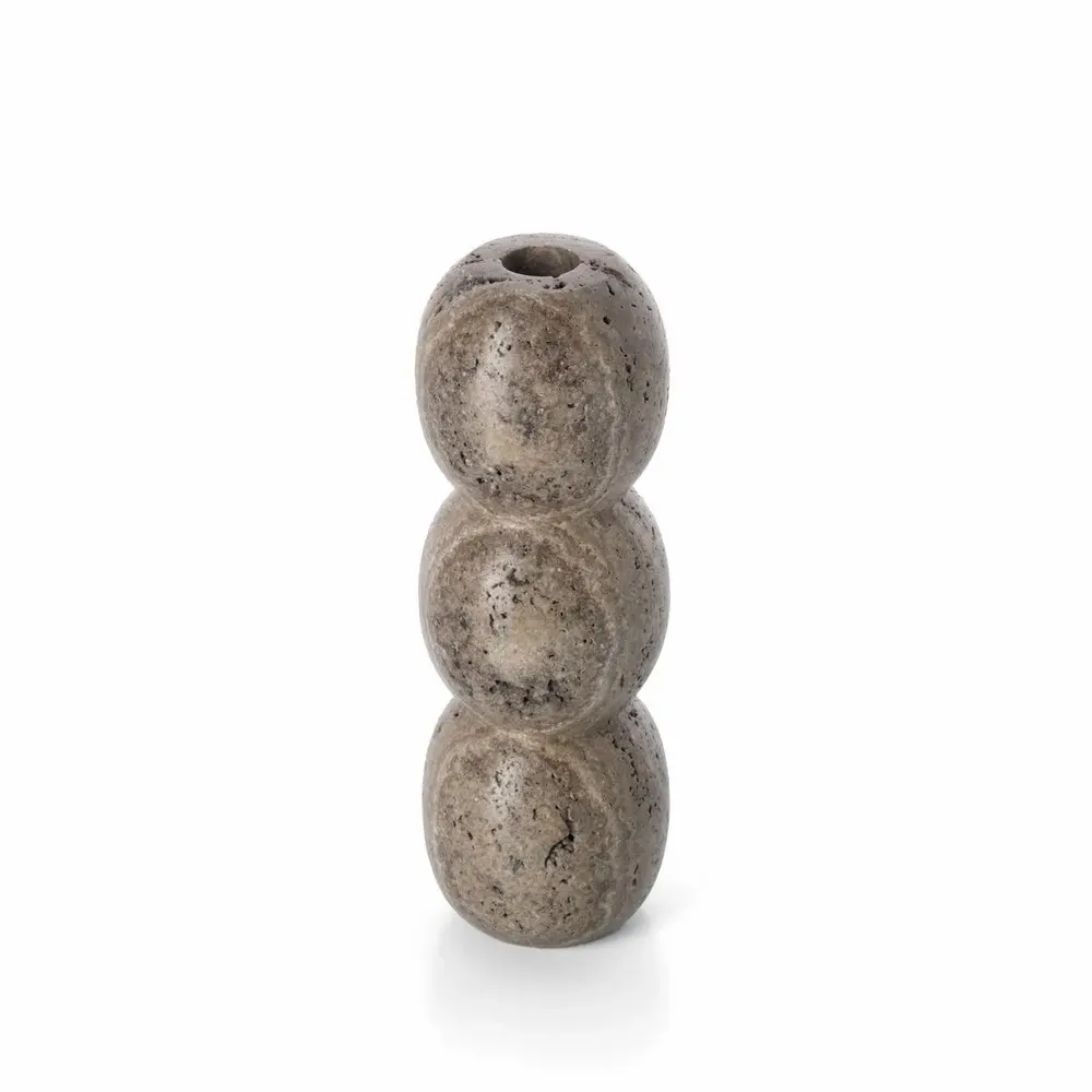 Bougeoirs et photophores  - Le Bougeoir Travertine Totem Taper - Gris - L - BAZAR BIZAR LIVING