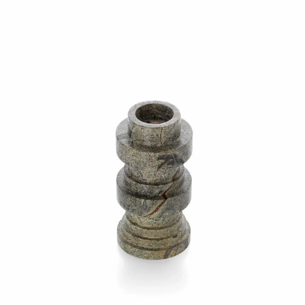 Candlesticks and candle holders - The Bidasar Marble Totemic Candle Holder - Green - BAZAR BIZAR LIVING