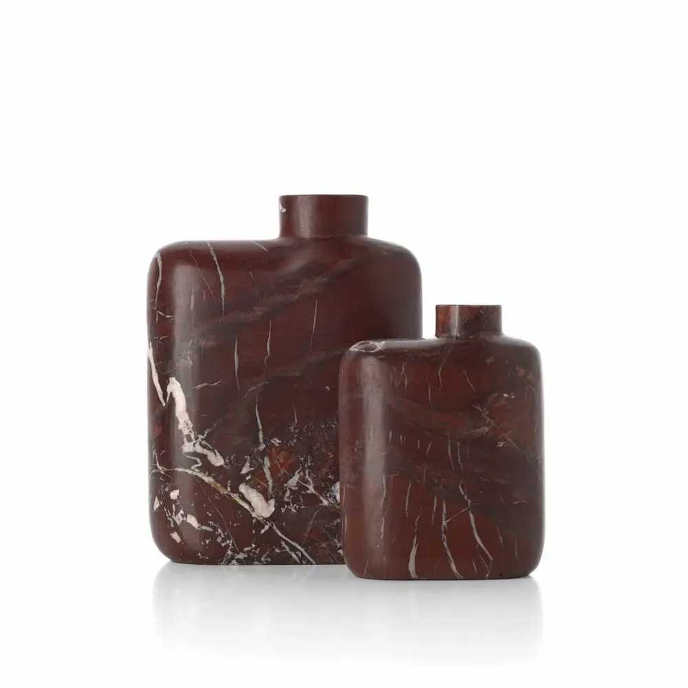 Vases - The Rosso Levanto Marble Vase - Wine Red - High - BAZAR BIZAR LIVING