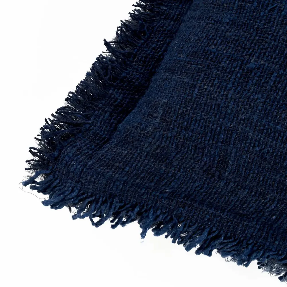 Cushions - The Azure Fringe Cushion Cover - Indian Blue - 30x50 - BAZAR BIZAR LIVING