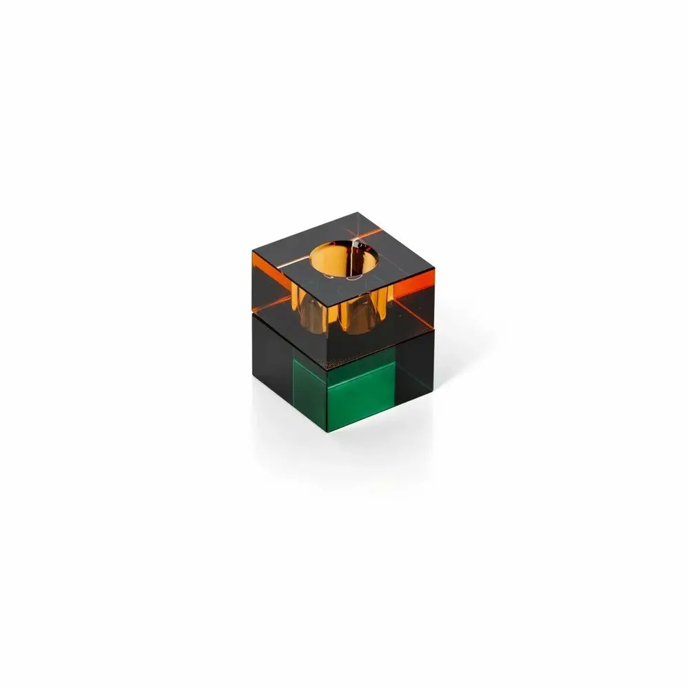 Candlesticks and candle holders - The Gem Blocks Candle Holder - Green Amber - BAZAR BIZAR LIVING