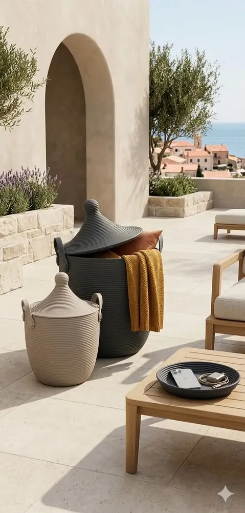 Outdoor decorative accessories - Small Waterproof Indoor-Outdoor Basket 45 cm - BAKKA HOME