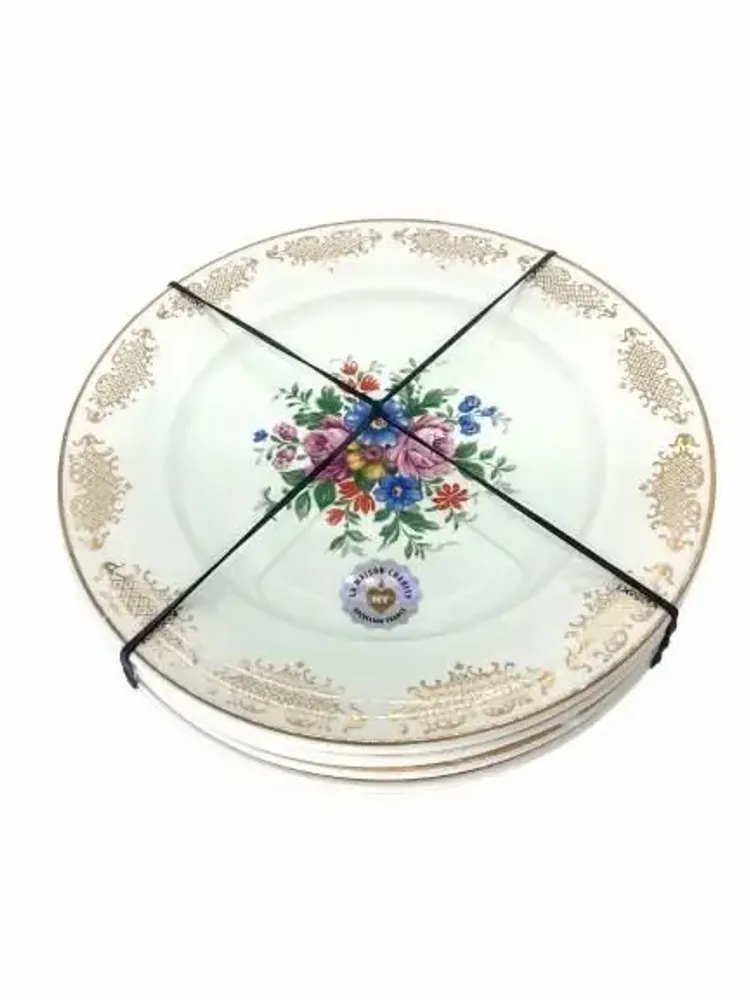 Formal plates - Set of four antique plates for dessert or brunch - CHARITY BOUGIES DE NY