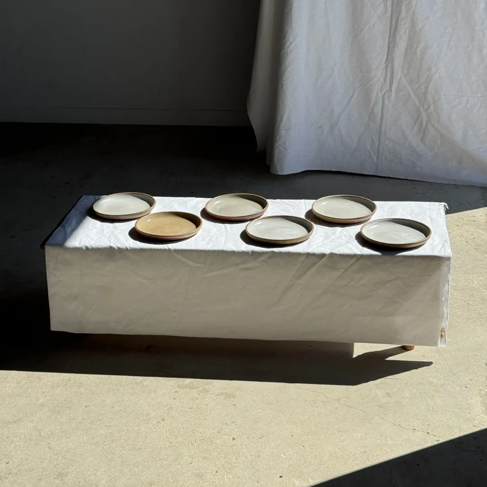Everyday plates - Set of 6 handmade beige and brown glazed stoneware plates D20 H3 - OFFICE OBJETS