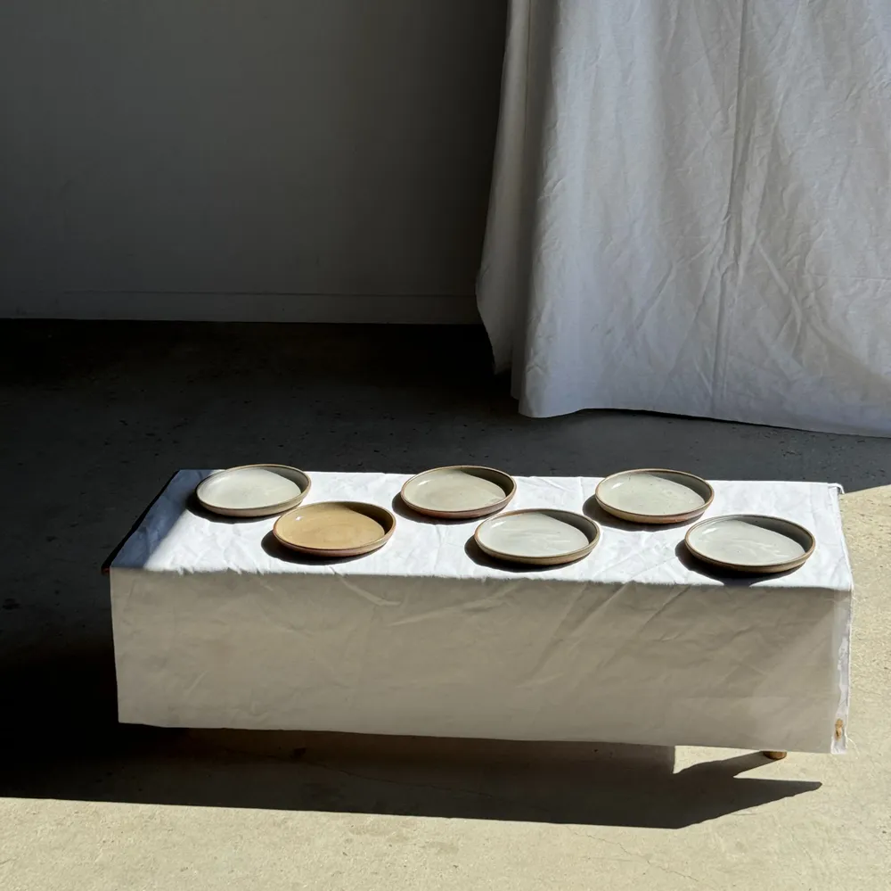 Everyday plates - Set of 6 handmade beige and brown glazed stoneware plates D20 H3 - OFFICE OBJETS