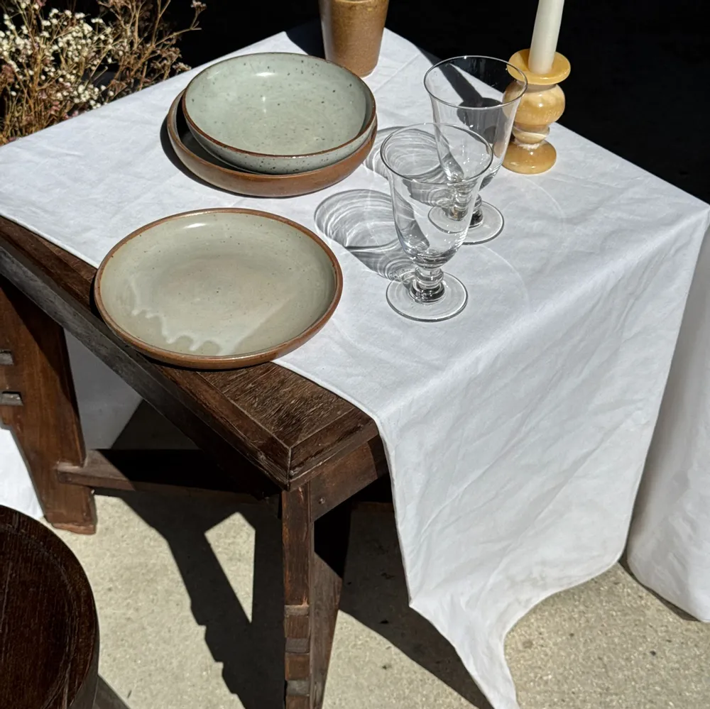 Everyday plates - Set of 6 handmade beige and brown glazed stoneware plates D20 H3 - OFFICE OBJETS